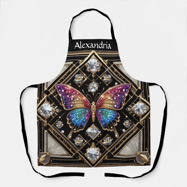 Delantal Mariposa Arcoíris Art Déco (Anverso)