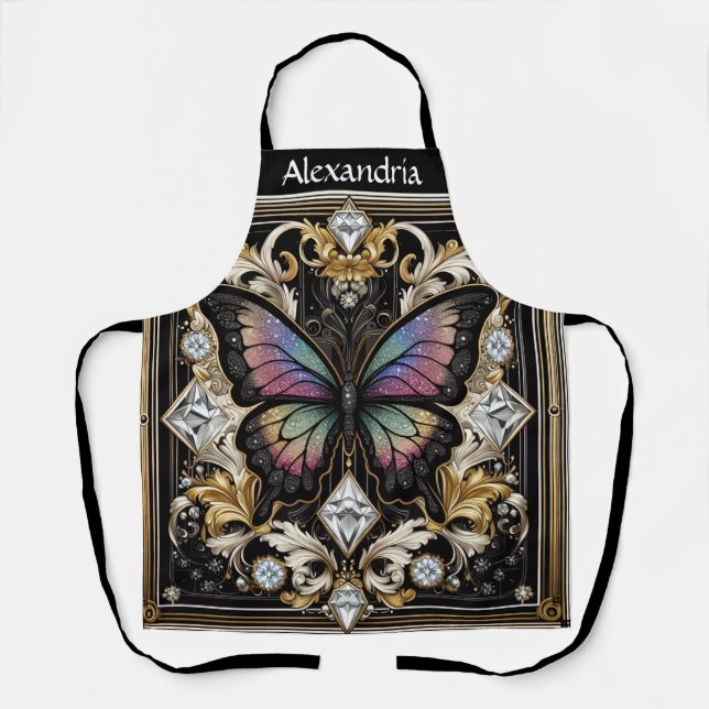 Delantal Mariposa Arcoíris Art Déco (Anverso)