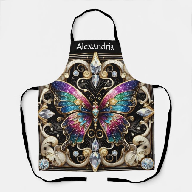 Delantal Mariposa Arcoíris Art Déco (Anverso)