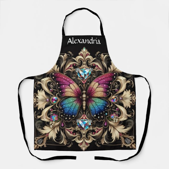 Delantal Mariposa Arcoíris Art Déco (Anverso)