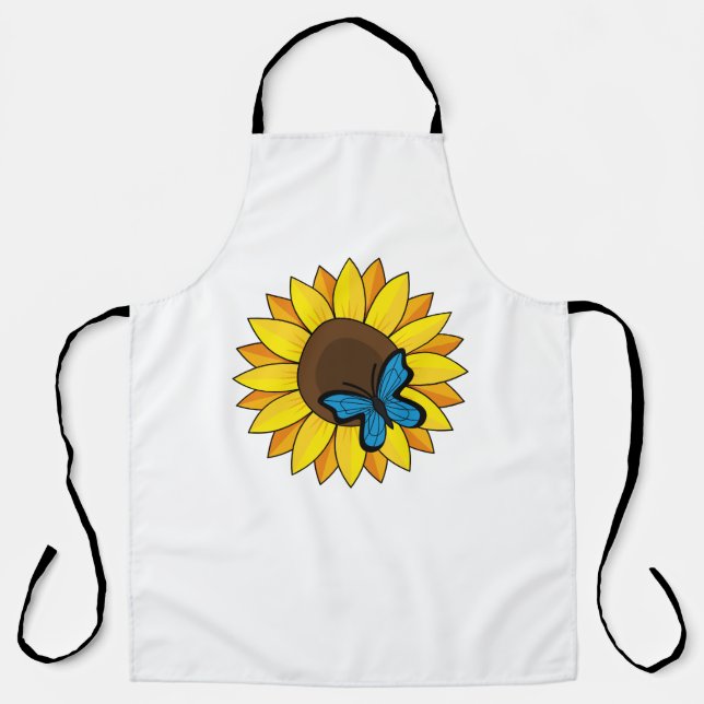 Delantal Mariposa azul y girasol (Anverso)