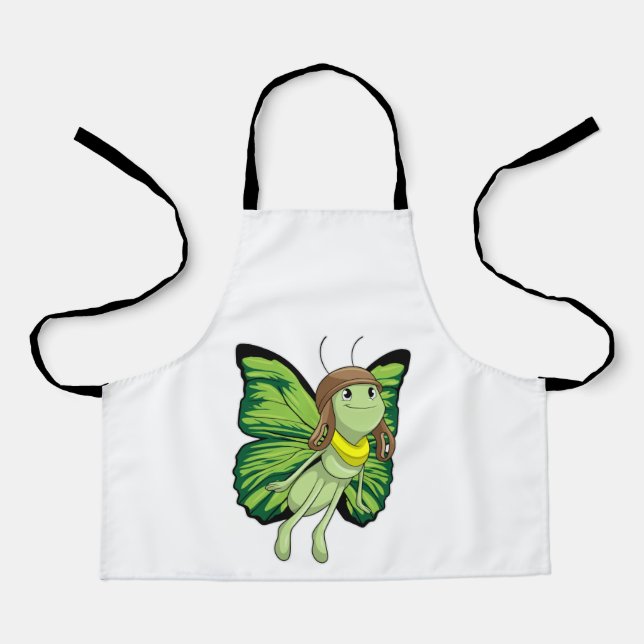 Delantal Mariposa como piloto con gorra piloto (Anverso)
