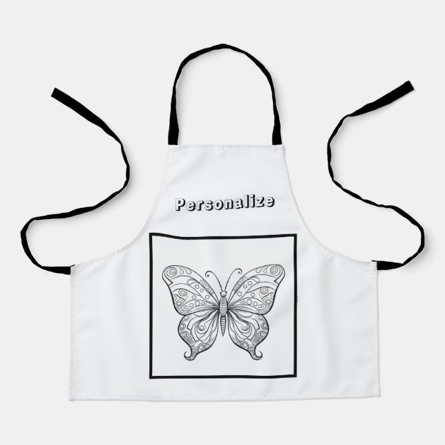 Delantal Mariposa de color personalizada (Anverso)