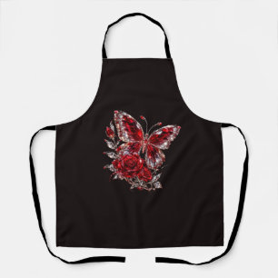 Delantal Mariposa de cristal de rubí y rosa