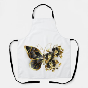 Delantal Mariposa de flor de oro con orquídea negra
