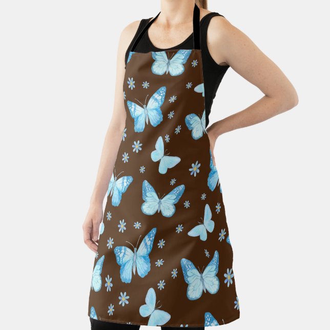 Delantal Mariposa floral azul Apron (in situ)