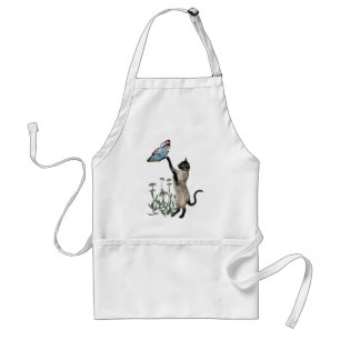 Delantal Mariposa gata siamesa daisies Apron