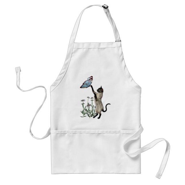 Delantal Mariposa gata siamesa daisies Apron (Frente)