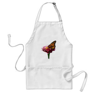 Delantal Mariposa monarca en la zinnia rosa