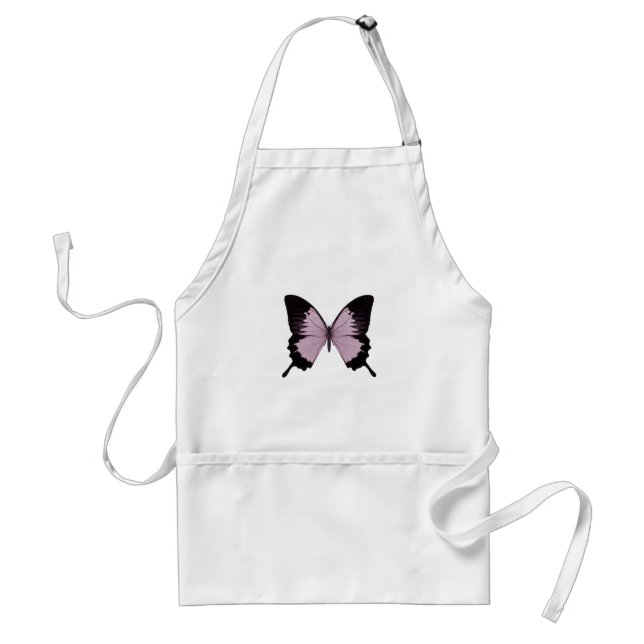 Delantal Mariposa rosada y negra grande - personalice (Frente)