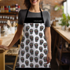 Delantal Mariposa Sugar Skull Mexicano Inspirado