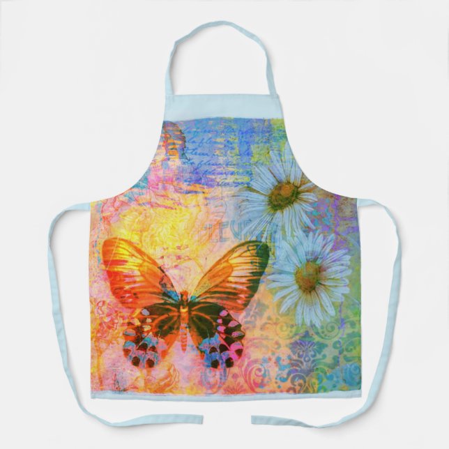 Delantal mariposa y margaritas  (Anverso)
