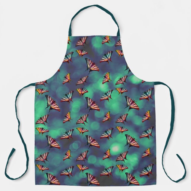 Delantal Mariposas coloridas y Verde azuladas quequitas y t (Anverso)
