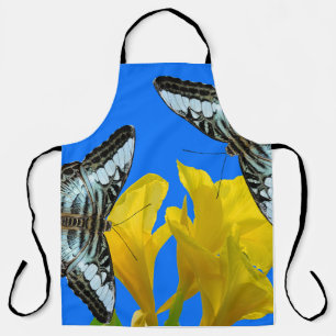 Delantal Mariposas de barquillos azules malayas en Canna Ki