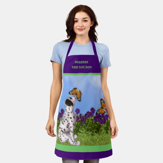 Delantal Mariposas de Cachorro de Dalmacia Personalizada Ar (Gastado)
