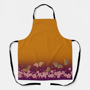 Delantal Mariposas japonesas en medio del Sakura florecen e