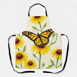 Delantal Mariposas Monarca Patrón de Margaritas Amarillas