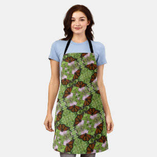 Delantal Mariposas monarcas en el Apron del ladrillo rosado