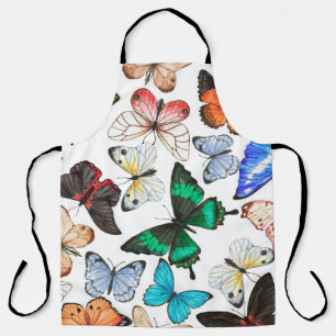 Delantal Mariposas tropicales: acuarela colorida.