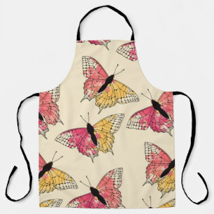 Delantal Mariposas volando: patrón de marfil ininterrumpido