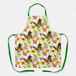 Delantal Mariposas y flores amarillas imprimiendo todo