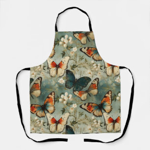 Delantal Mariposas y flores de época coloridas (5)