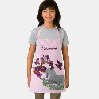 Delantal Mariposas Y Flores De Unicornio Personalizadas