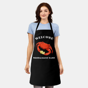 Delantal Marisco moderno bienvenida rojo Crab Lemon nombre 