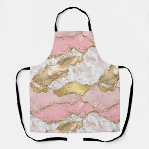 Delantal Mármol blanco rosa brillo dorado