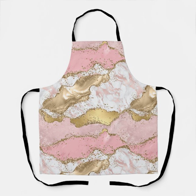 Delantal Mármol blanco rosa brillo dorado (Anverso)