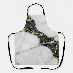 Delantal Mármol de lujo negro blanco dorado