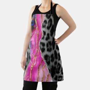 Delantal Mármol Leopardo Rosa Negro y Blanco