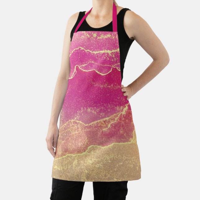 Delantal Mármol rosa y dorado elegante (in situ)