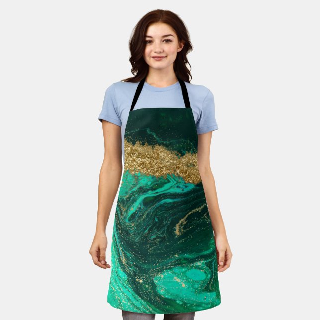 Delantal Mármol Verde Fresco con Brillo Dorado  (Gastado)