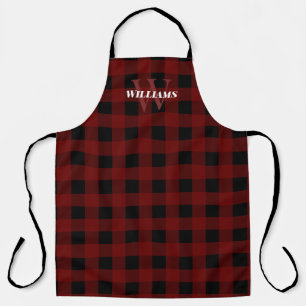Delantal Maroon Buffalo Check Name & Inicial
