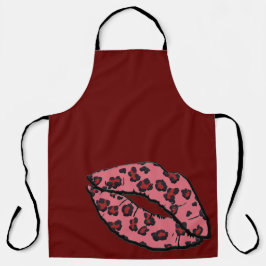 Delantal Maroon Leppard Lips Kitchen Apron