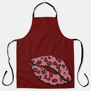 Delantal Maroon Leppard Lips Kitchen Apron