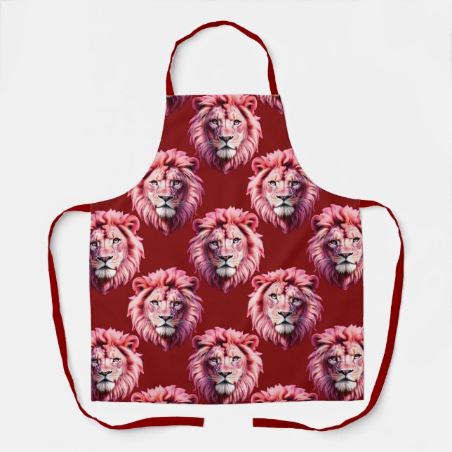 Delantal Maroon Pink Lion Head Design  (Anverso)