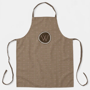 Delantal Marrón con acento dorado Rosa Apron Houndstoth