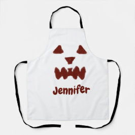 Delantal Marrón Halloween cara temible otoño añadir nombre