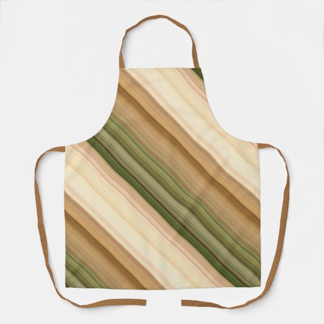 Delantal Marrón marrón otoño, crema y raya verde (Anverso)