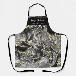 Delantal marrón negro de mármol de belleza profesional de a