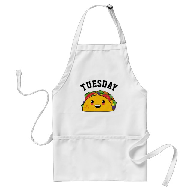 Delantal ¡Martes Taco! Yummy Kawaii Taco Mock Athletic (Frente)