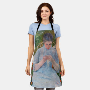 Delantal Mary Cassatt - Muchacha cosiendo en un jardín
