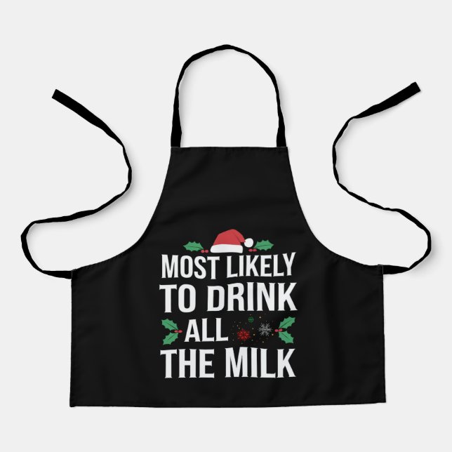 Delantal Más Probable De Beber Toda La Leche Navidad Matchi (Anverso)