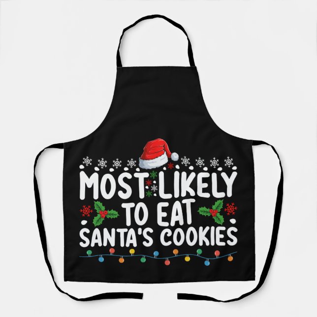 Delantal Más Probable De Comer Las Galletas De Navidad De S (Anverso)