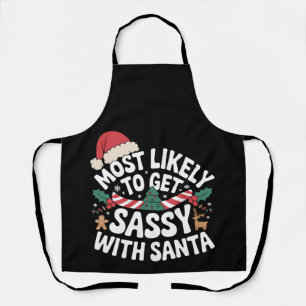 Delantal Más Probable De Ponerse Sassy Con Santa Navidad Xm
