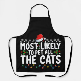 Delantal Más Probable Que Acaricie a Todos los Gatos Navida