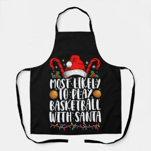 Delantal Más Probable Que Juegue Baloncesto Con Santa Xmas