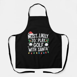 Delantal Más Probable Que Juegue Golf Con Santa Navidad Fam